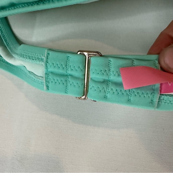 VICTORIA’S SECRET Size Lg Swim Bikini Top Halter Aqua Removable Pads String - Picture 4 of 14